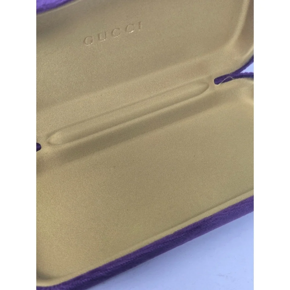 Gucci Purple Velvet Hard Glasses Case and Satin Dust Bag Set